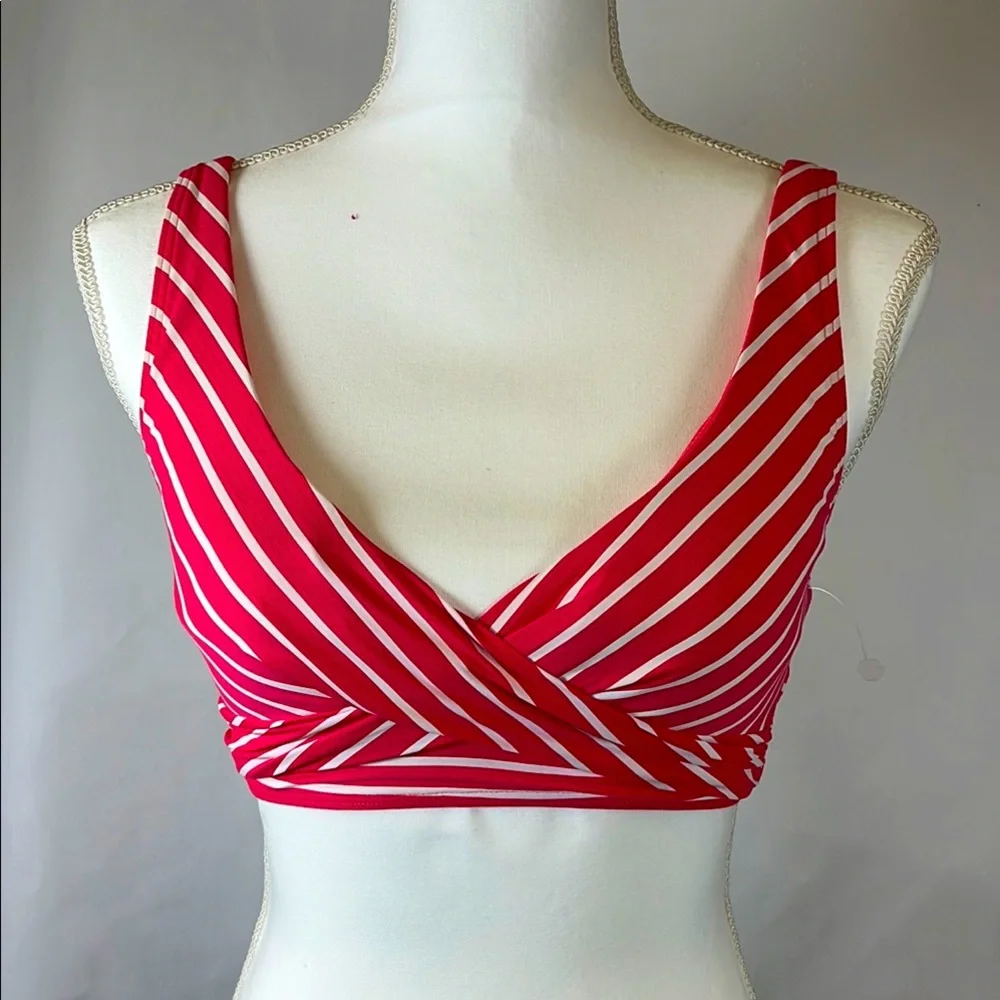 NWT-Sea level- Coral Striped V-Neck Bikini Top & High Waist Bottoms